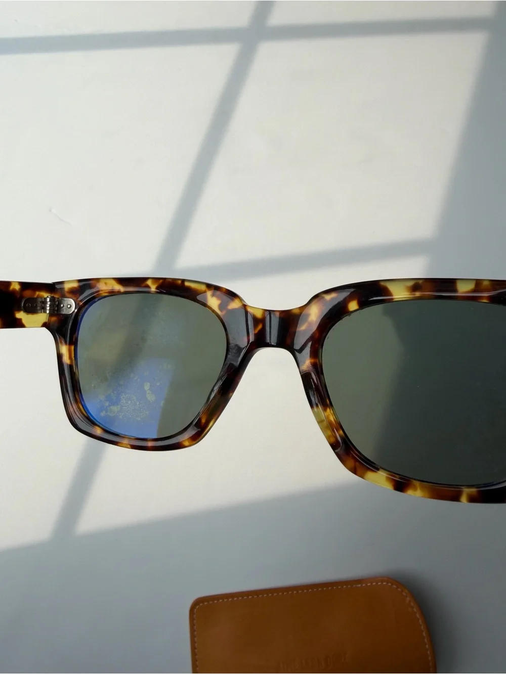Aimé Leon Dore Gallo Tortoiseshell Polarized Sunglasses with Tan Leather Case